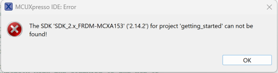 MCUXpresso Installed SDKs